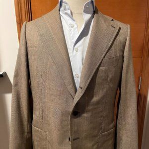 MTM Brown Check Single Breasted Wide Lapel Jacket 42S; 38R Shoulder